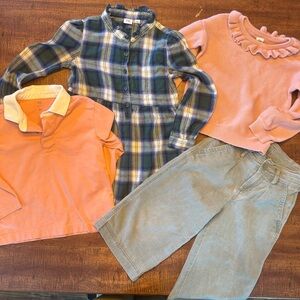 GAP Kids Plaid and Peach Shirt Set
